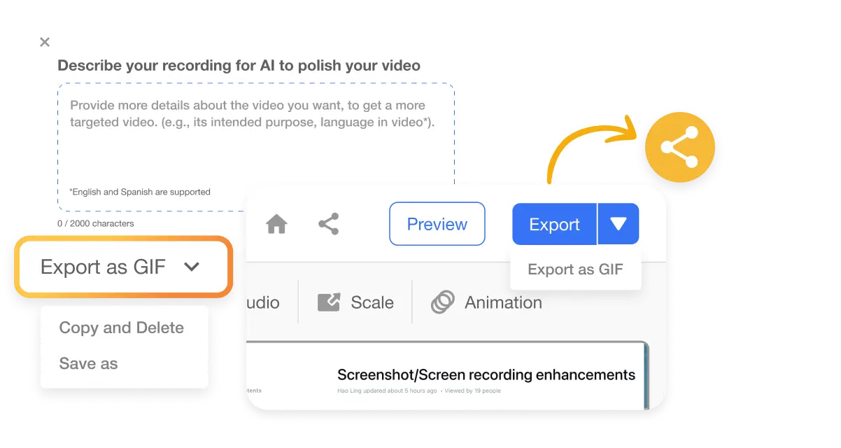 Screen Step Recorder training new hire. Visual guide demonstrating export options and distributing training guides with Visla's Screen Step Recorder across platforms.